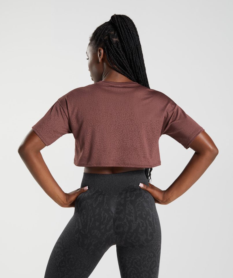 Women's Gymshark Adapt Animal Seamless Cropped Tops Brown | CA 1N3D57